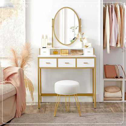 Vanity Stool, White Vanity Stools for Makeup Room, round Ottoman Foot Stool, Velvet Footrest Vanity Chair for Bathroom Vanity, Bedroom, Living Room, Entryway, Offices