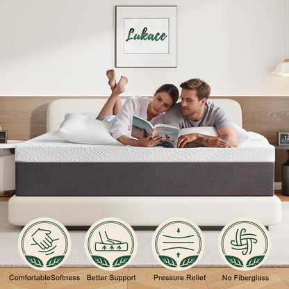 10 Inch Queen Mattress No Fiberglass Gel Memory Foam Mattress for Back Pain, Relieve Pressure with Medium Firm Support & Motion Isolation, Certified Safe Materials, 80" L X 60" W