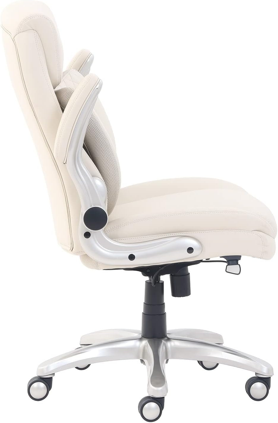 Ergonomic Executive Office Desk Chair with Lumbar Support, Flip-Up Armrests, Adjustable Height, Cream Leather