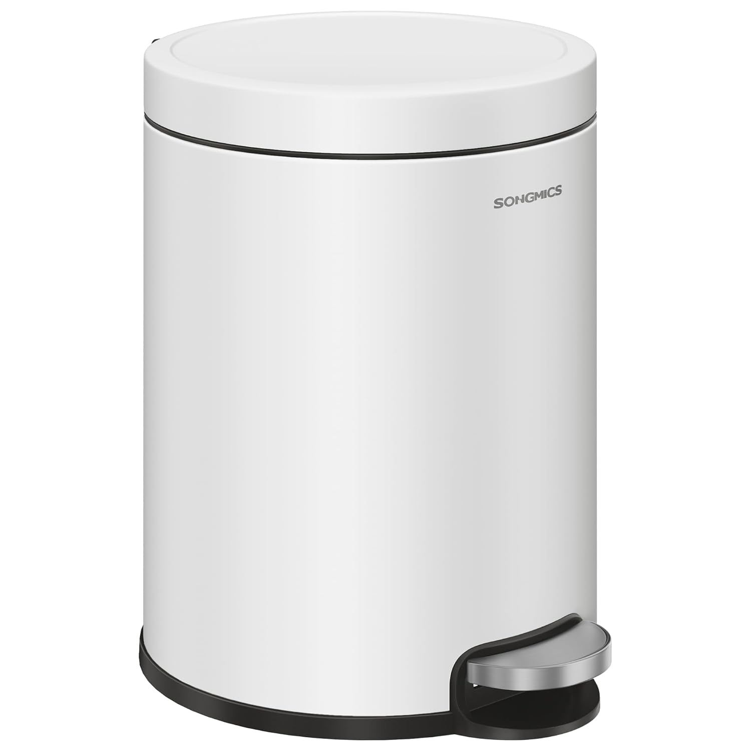 Bathroom Trash Can, 1.6 Gallon (6 L) Small Toilet Garbage Bin with Lid, Soft-Close, Stainless Steel, Pedal, Inner Bucket, Bedroom, Cloud White ULTB016WZ01