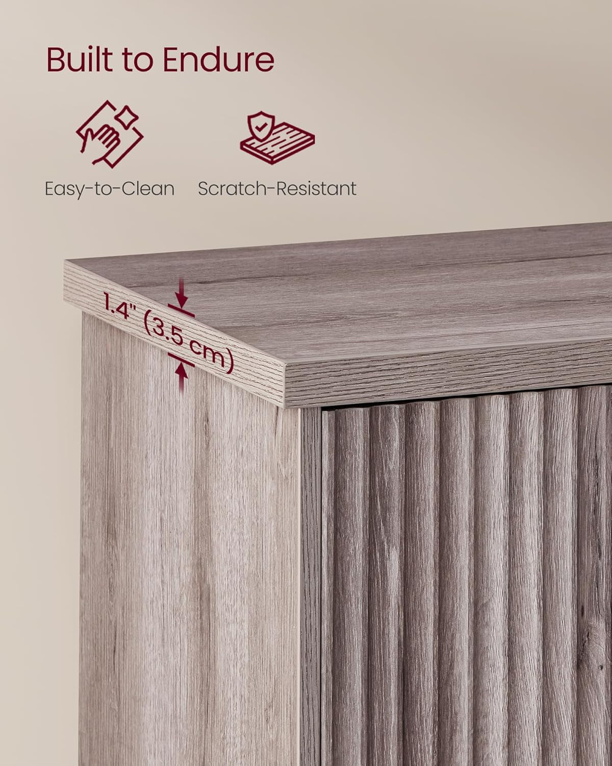 MAXE Collection - Transitional Buffet Cabinet, Console Cabinet, Sideboard with Adjustable Shelves, Fluted Doors, Buffet Table, Kitchen Pantry, Washed Gray UBBK382G01S