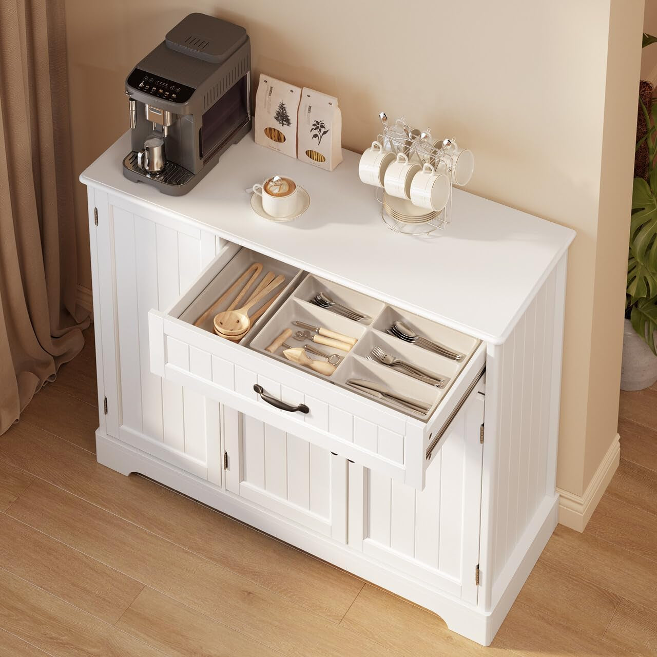 Kitchen Sideboard Buffet Cabinet with Storage Small Coffee Bar Cabinet with Drawer, Kitchen Pantry Storage Cabinet with Door and Shelves for Bathroom and Living Room
