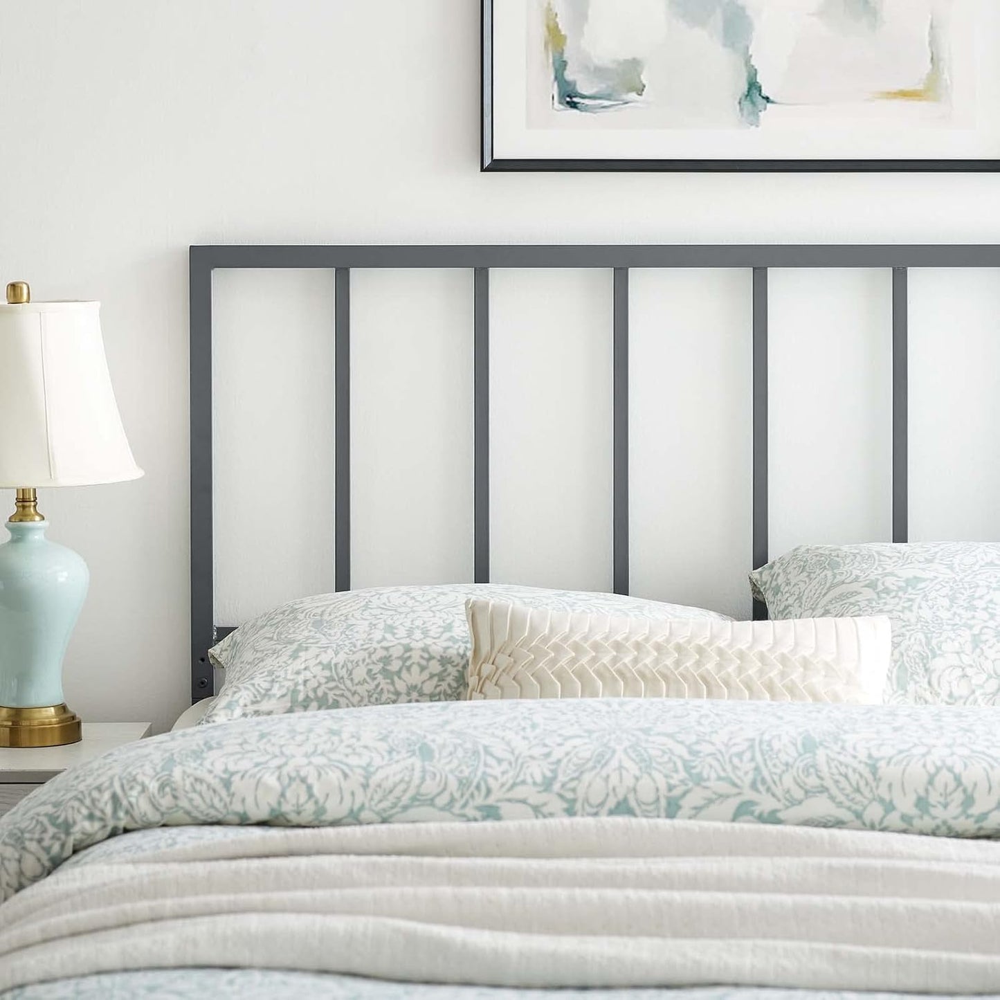Tatum Modern Farmhouse Metal Queen Headboard in Black