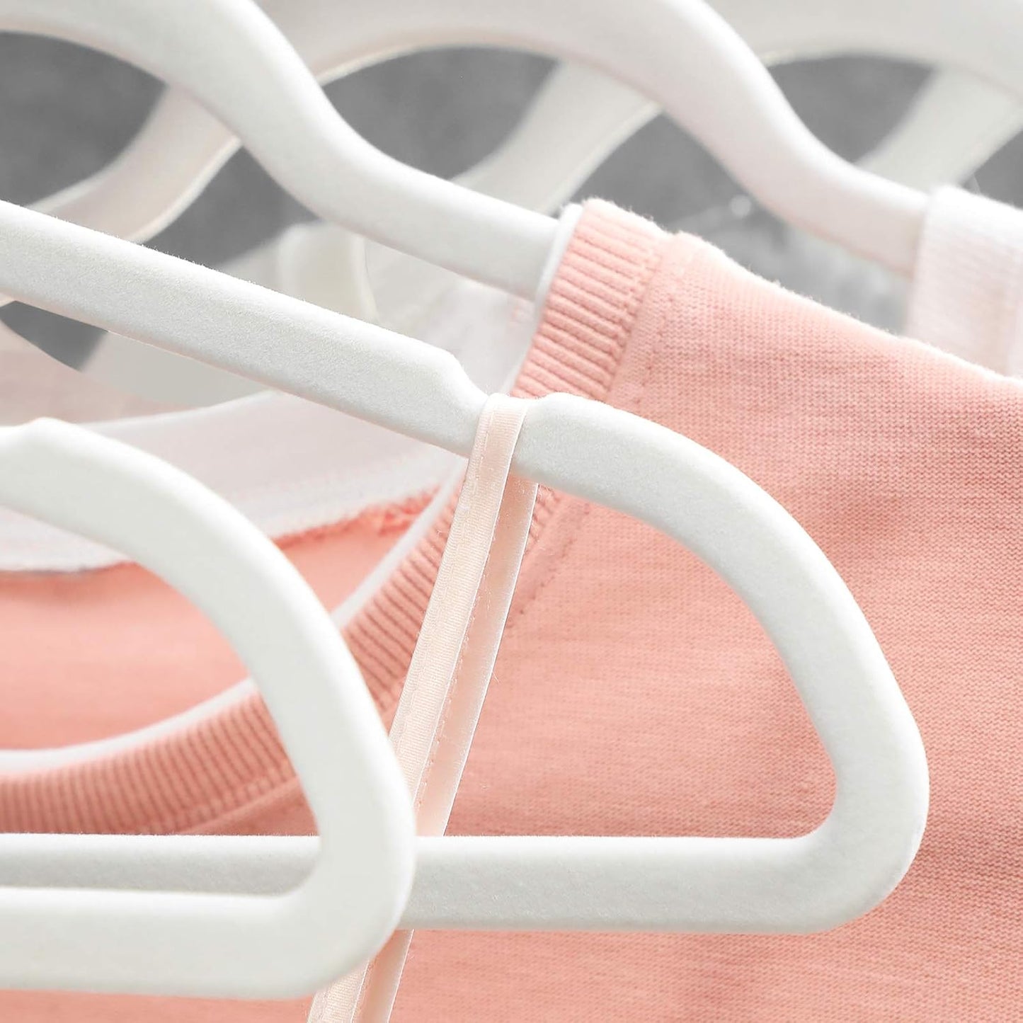 Slim Velvet Hangers, Non-Slip Clothes Hangers with Rose Gold Swivel Hooks, Space-Saving, for Closet, 50 Pack, White UCRF026W03
