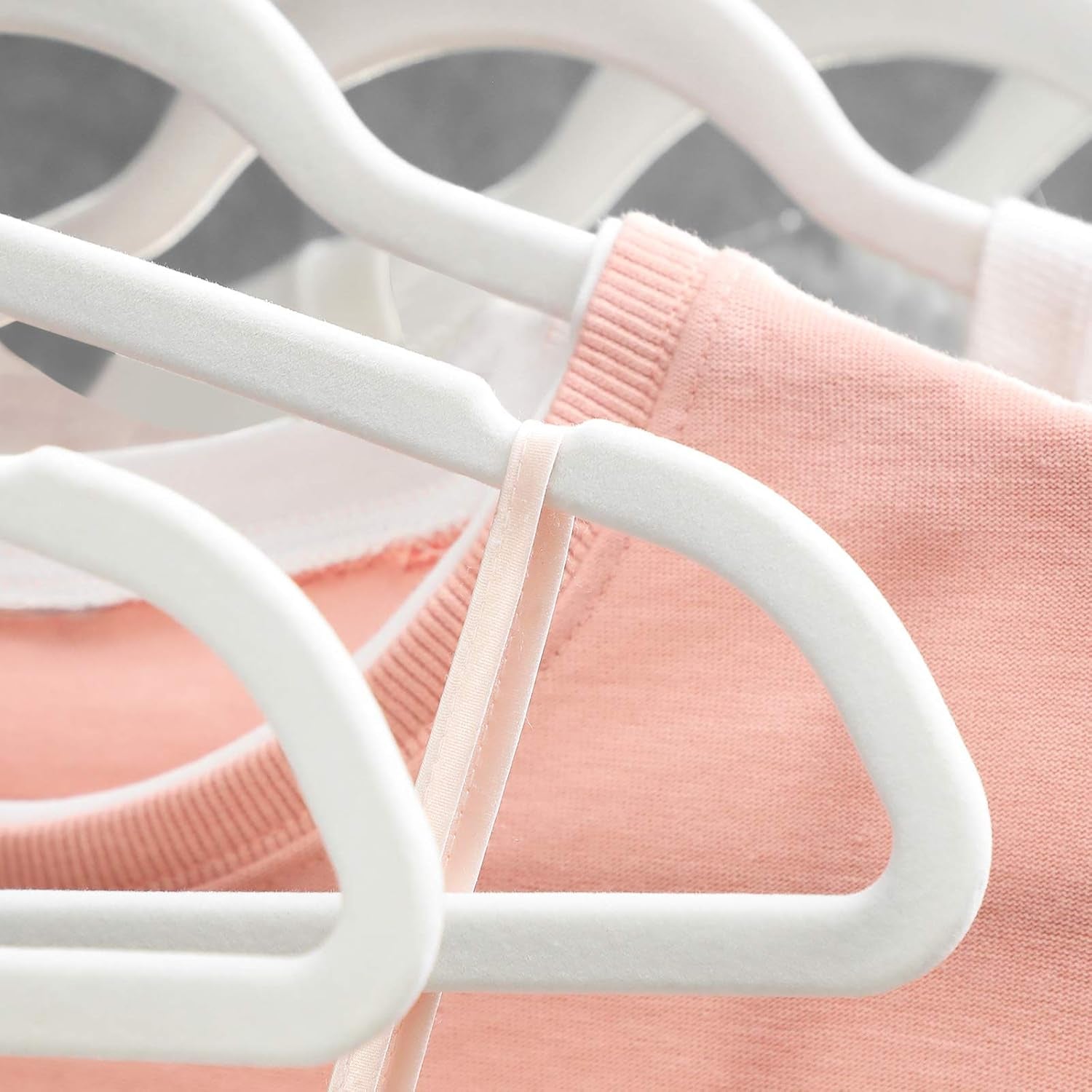Slim Velvet Hangers, Non-Slip Clothes Hangers with Rose Gold Swivel Hooks, Space-Saving, for Closet, 50 Pack, White UCRF026W03