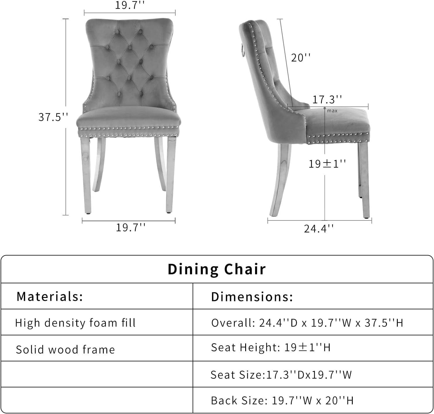 Black Velvet Dining Chairs Set of 4, Kitchen & Dining Room Chairs, Four Fabric Tufted Dinning Chairs, Velvet Upholstered, Wing Back, Metal Pull Ring, Wood Frame, Mid Century Modern