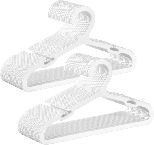 Baby Hangers 60 Pack, Plastic Kids Hangers for Closet, 11 X 6.1 Inches, for Children Aged 0-6 Years, Space-Saving, Non-Slip, Cloud White UCRP080W01