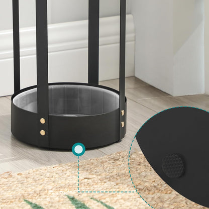 Umbrella Stand, Steel round Umbrella Holder Rack, 7.7 X 7.7 X 21.7 Inches, with Detachable Drip Tray, for Entryway, Office, Stable, Assembly Required, Matte Black ULUC28BK