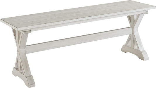 Jamestown Backless Dining Room Bench, Antique White