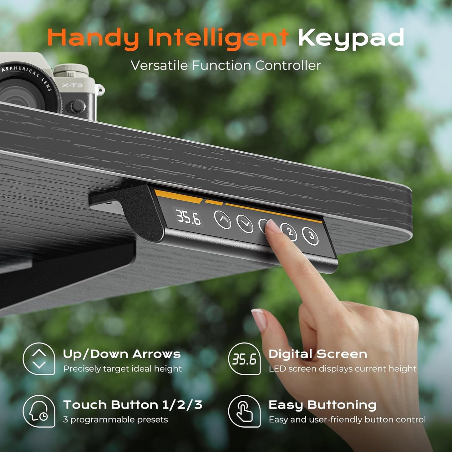 55 X 28 Large Electric Standing Desk, Height Adjustable Computer Desk, 27.6" Deep Desktop, Stand up Gaming Office Table with 2 Hooks, 3 Preset Heights, for Home Office, Black