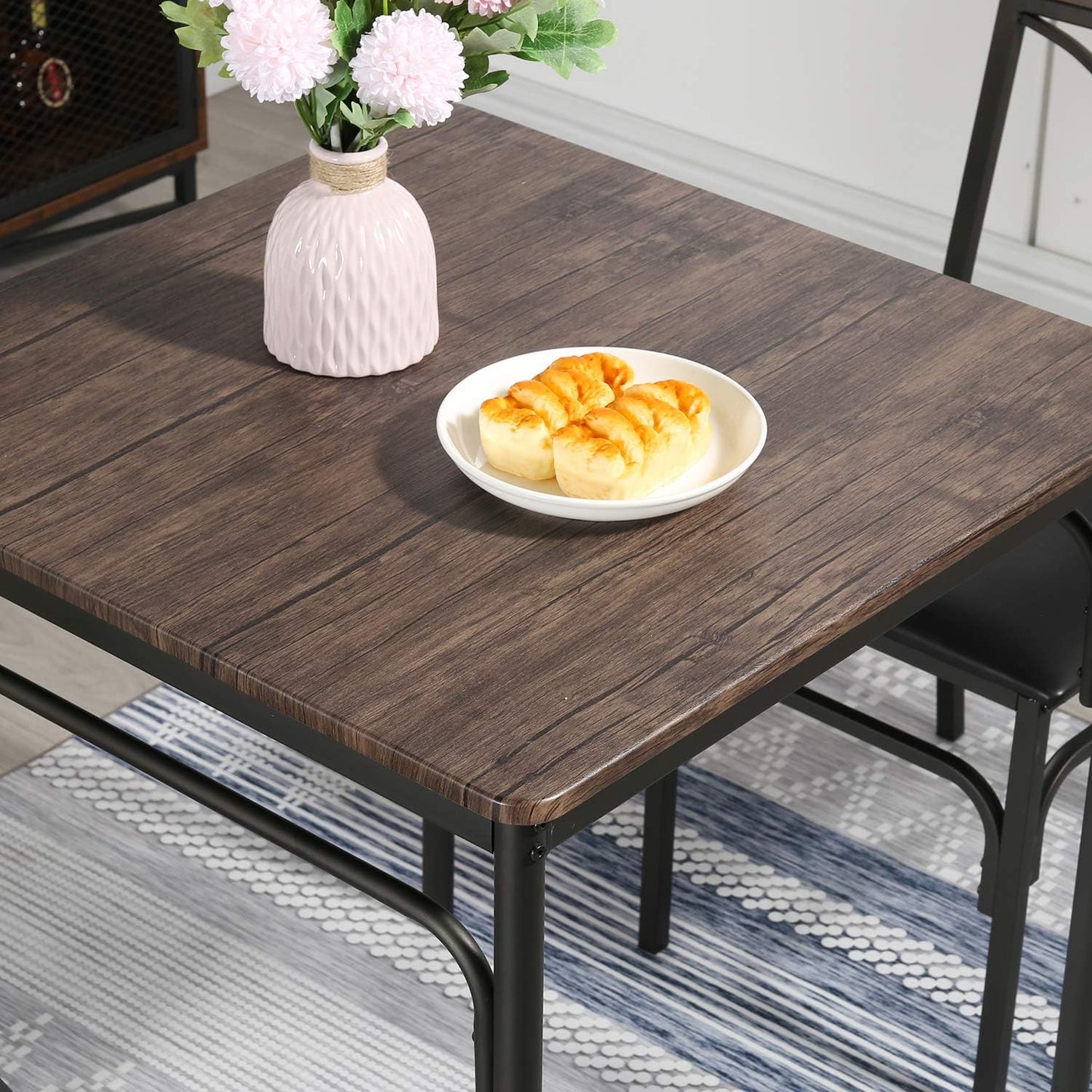 Kitchen Dining Room Table Set with 2 Chairs for Small Space, Apartment,Metal Steel Frame