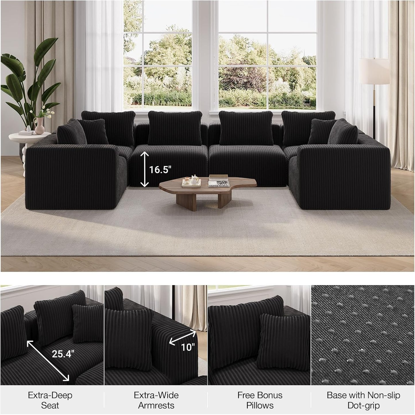 106" Modular Sectional Sofa, Modern Cloud Sectional Couch with Smarts Coil™ Support, L-Shape Boneless Couch for Living Room Apartments Bedroom, No Assembly Required (3 Seater + 1 Ottoman)