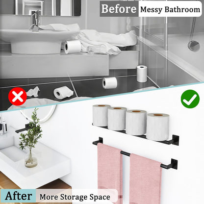 2 Packs 24 Inch Bathroom Towel Bar, Matte Black Towel Racks for Bathroom,  Bathroom Towel Rack Wall Mounted, Bath Hand Towel Holder Organizer, Modern Home Decor Towel Rod