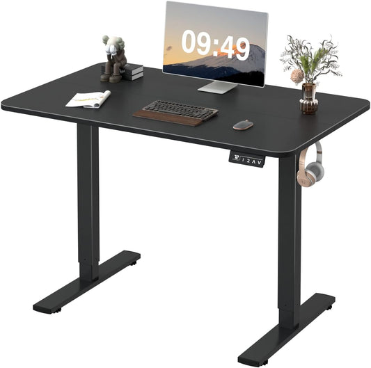 Electric Height Adjustable Standing Desk Large 40 X 24 Inches Sit Stand up Desk Home Office Computer Desk Memory Preset with T-Shaped Metal Bracket, Black