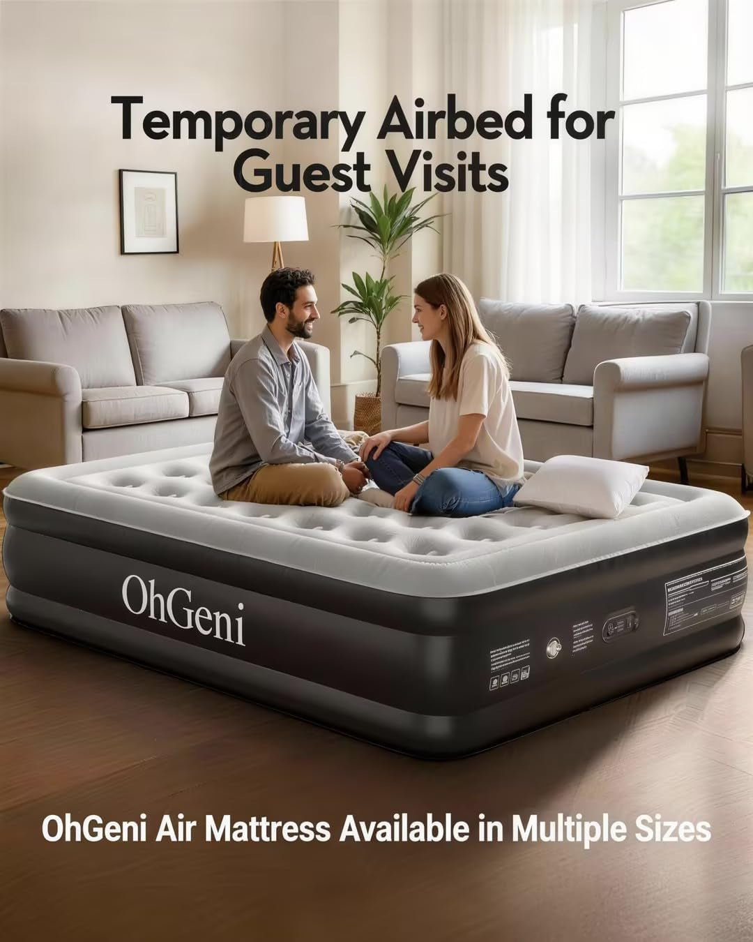 Air Mattress Queen with Built in Pump, 18" Raised Inflatable Blow up Mattress, Upgraded Surface Portable Bed for Home, Camping, Colchone Inflable, Ideal Alternative to a Bed, 1-Pack Only