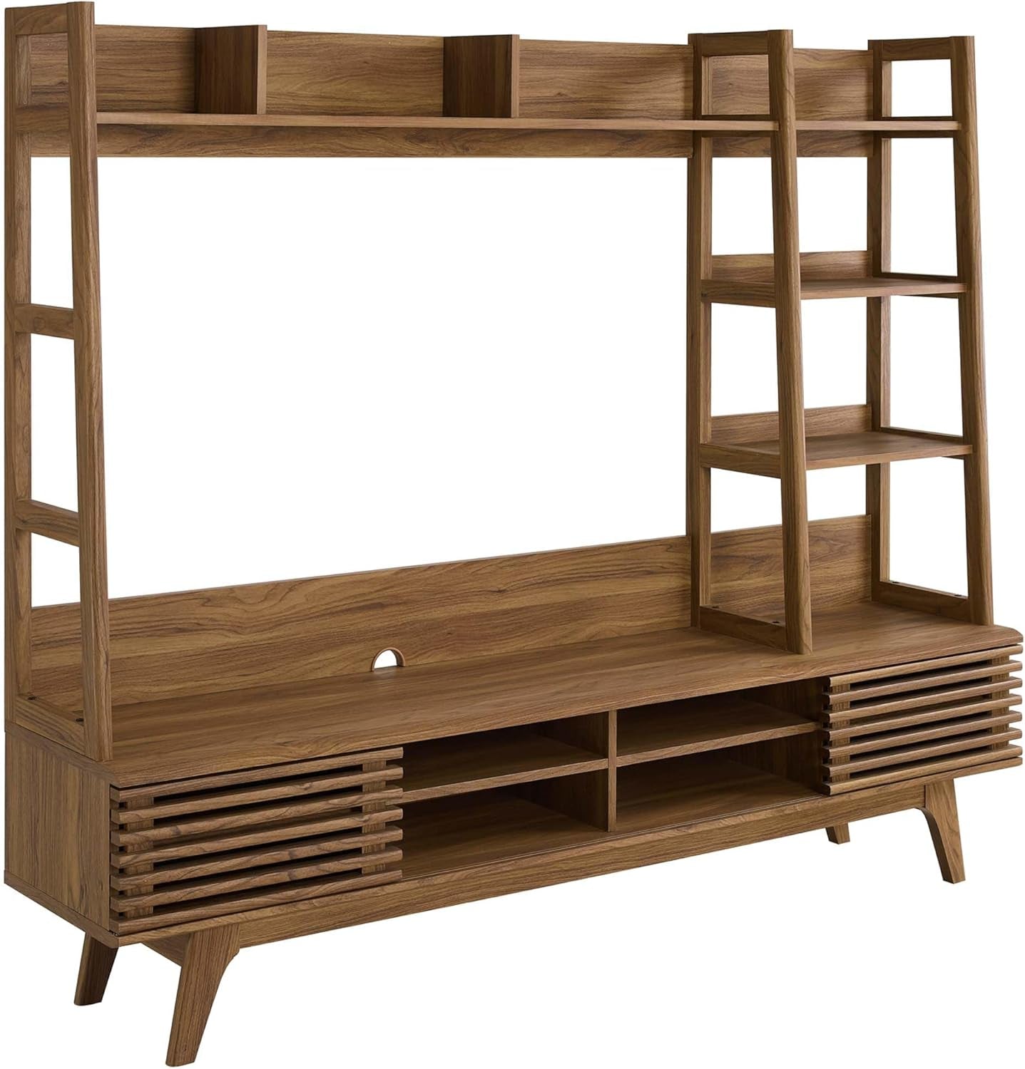 Render Mid-Century Modern TV Stand Entertainment Center, 70", Walnut