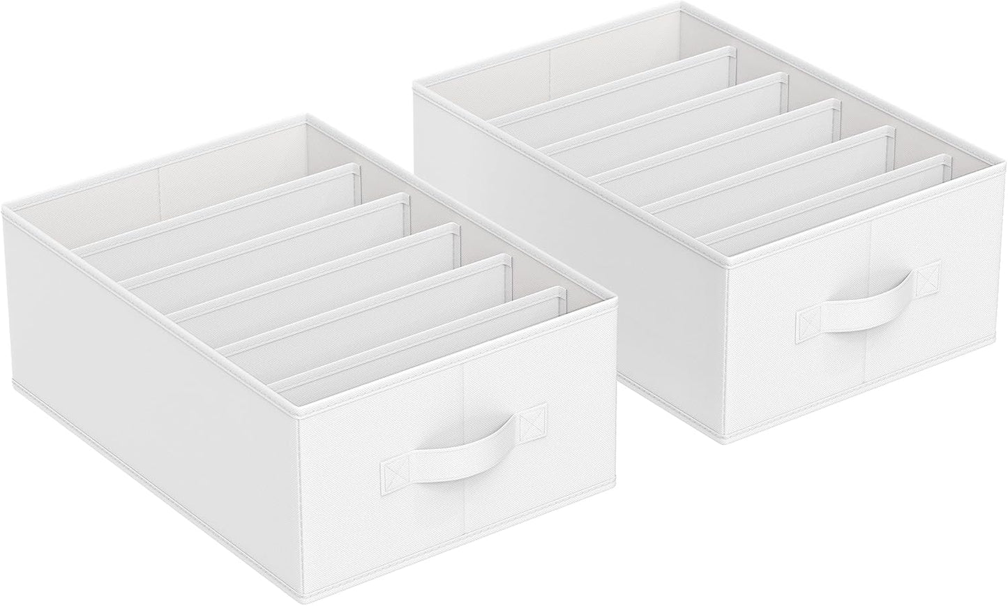 Set of 2 Large Size Wardrobe Clothes Organizers, 6-Compartment Foldable Drawer Organizers with Handles, 16.5 X 11.8 X 6.7 Inches, for Pants, Sweaters, Jeans, Dove Gray URUS009G02