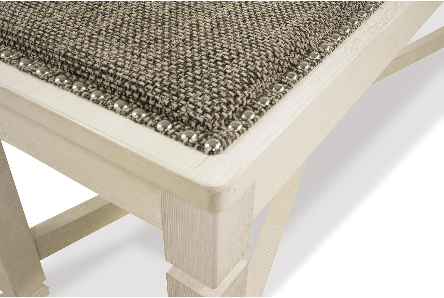 Bolanburg French Country Upholstered Dining Room Bench, Antique White