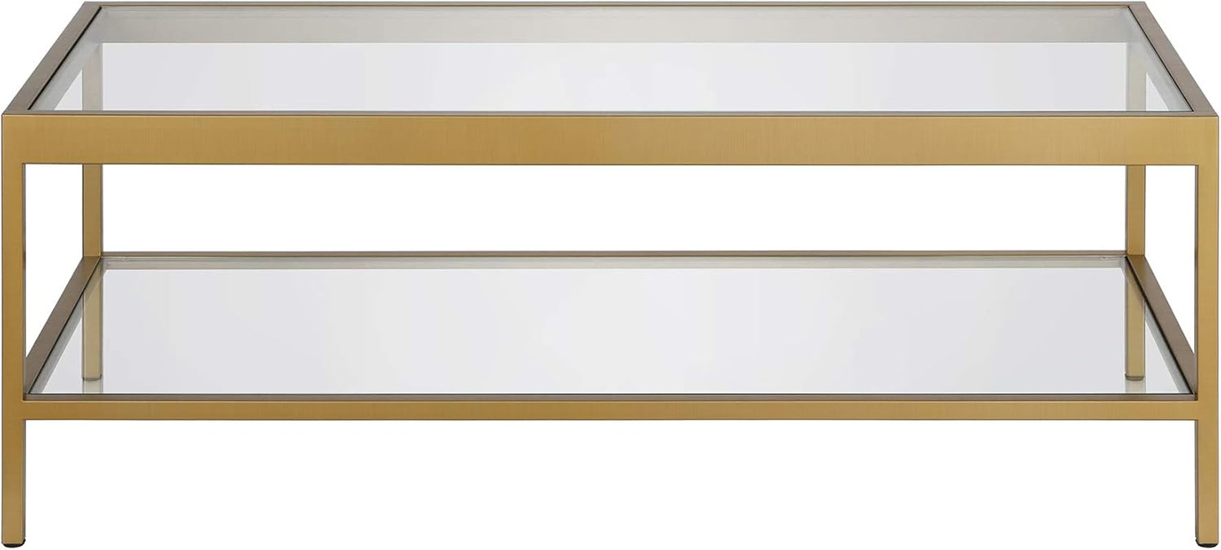 45" Wide Rectangular Rectangular Coffee Table in Brass, Modern Rectangular Coffee Tables for Living Room, Studio Apartment Essentials