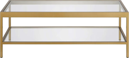 45" Wide Rectangular Rectangular Coffee Table in Brass, Modern Rectangular Coffee Tables for Living Room, Studio Apartment Essentials