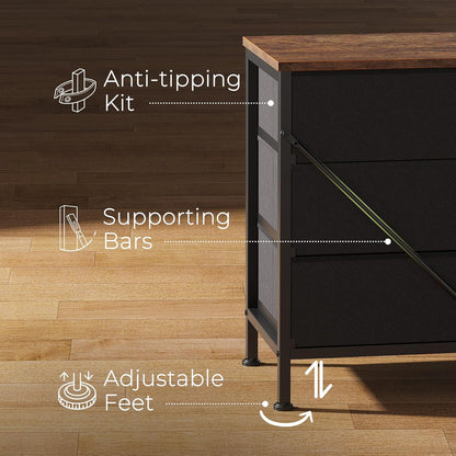70 Inch Dresser for Bedroom, TV Stand for 65, 75, 80 Inch TV, 12 Fabric Drawer Long Dresser, Large Entertainment Center for Bedroom, Wide Chest of Drawer with Storage, Rustic Brown