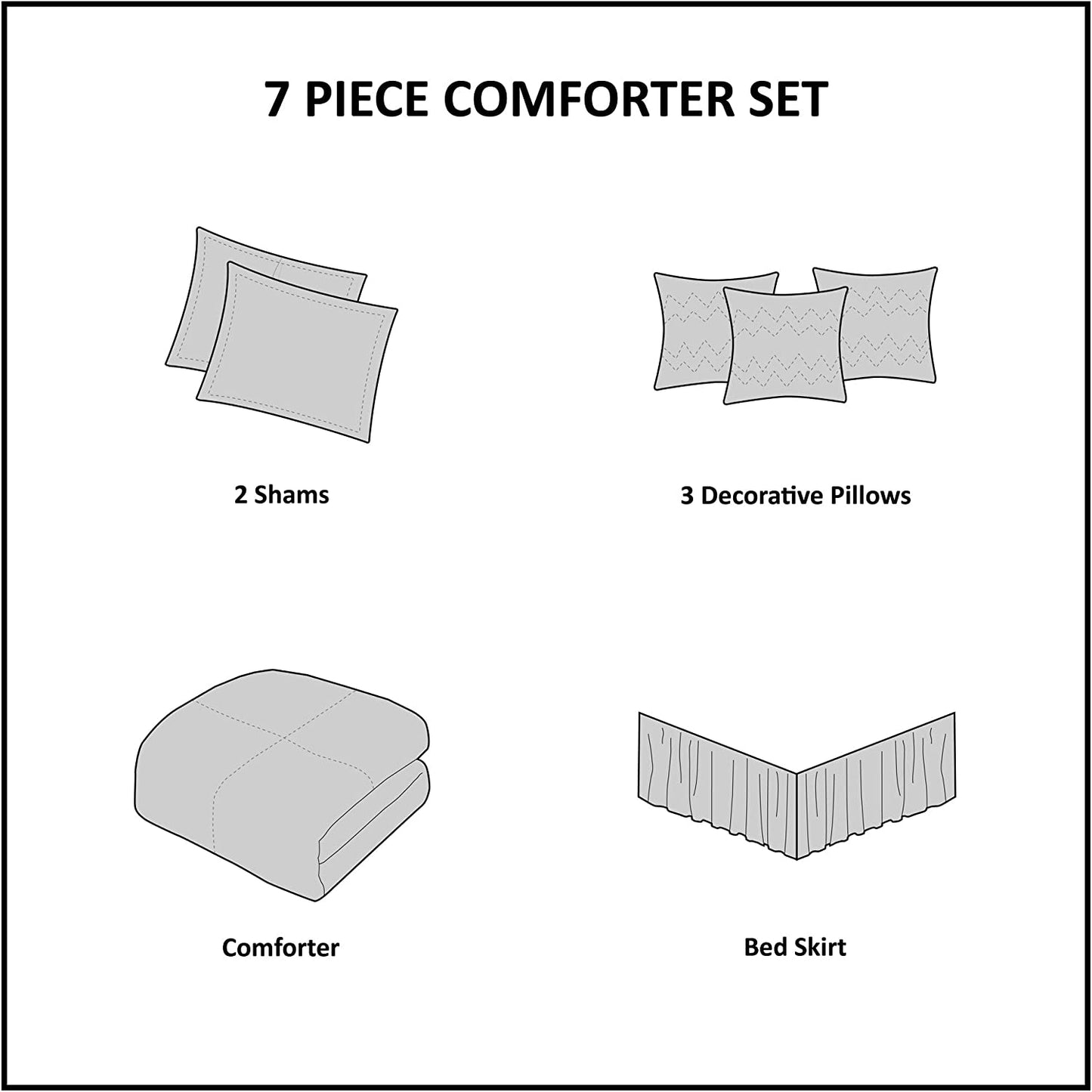 Cozy Comforter Set-Deluxe Hotel Collection, All Season down Alternative Luxury Bedding with Matching Shams, Decorative Pillows, King(104"X92"), Genevieve, Navy 7 Piece