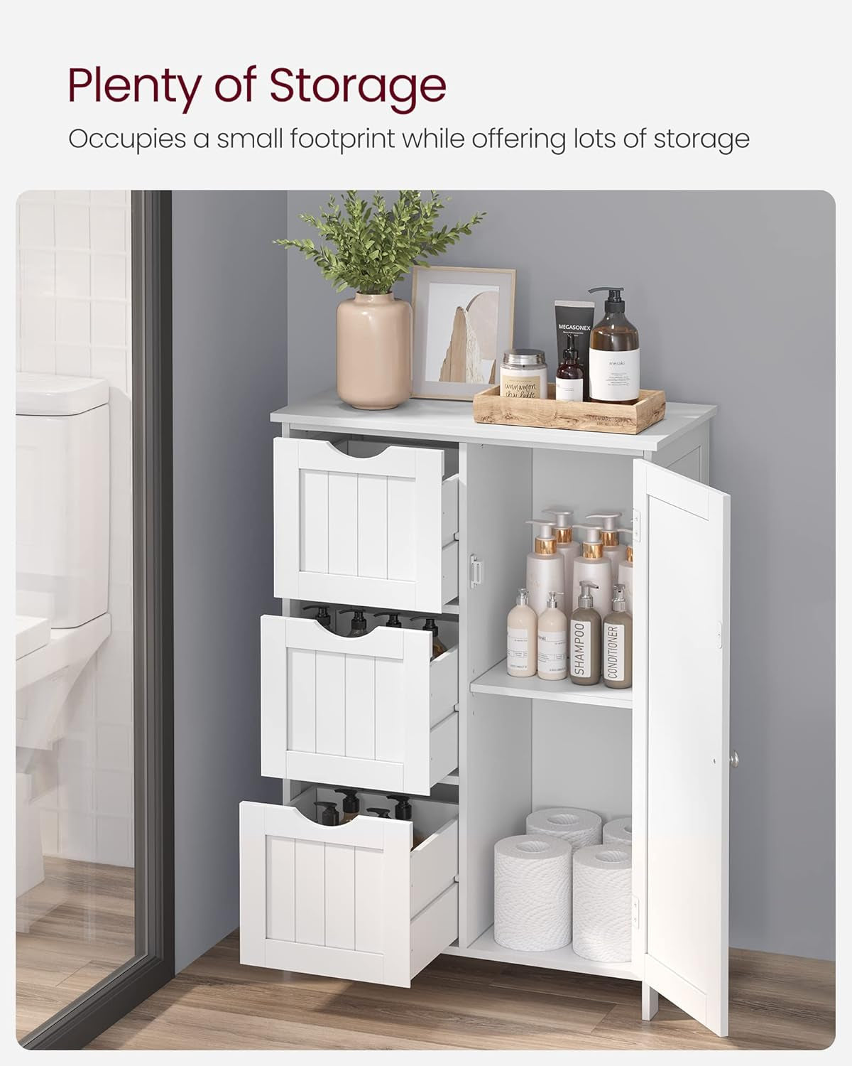 Bathroom Floor Storage Cabinet, Freestanding Bathroom Storage Unit with 2 Adjustable Shelves, 11.8 X 23.6 X 31.5 Inches, Ink Black UBCB060B01