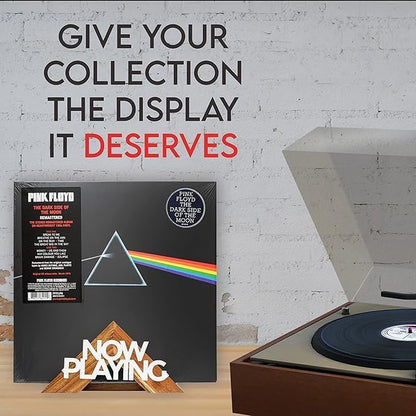Tabletop Now Playing Vinyl Record Stand - Wooden Vinyl Record Holder - LP Shelf - No-Tool Assembly