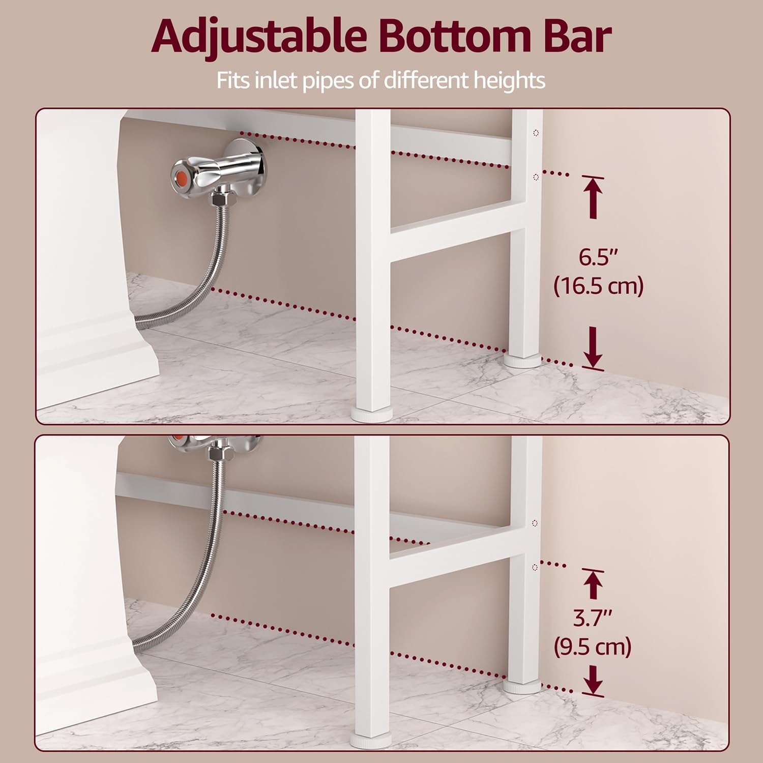 Over the Toilet Storage Cabinet - Bathroom Shelves above Toilet Freestanding Organizer Shelf with Doors Narrow Floor Stand Rack Farmhouse Wood 71" Tall, Distressed White
