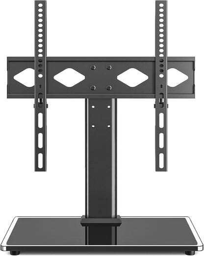 Universal Table Top TV Stand TV Base Replacement for Most 27-60 Inch LCD LED Flat Curved Screen Tvs Holds up to 88Lbs, Height Adjustable TV Mount Stand with Tempered Glass Base, VESA 400X400Mm