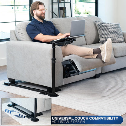 20 Inch over Couch Swivel Table, Laptop Desk for Remote Work, Portable Recliner Workstation with Height Adjustable Swing Arm, Black, DESK-ST02C