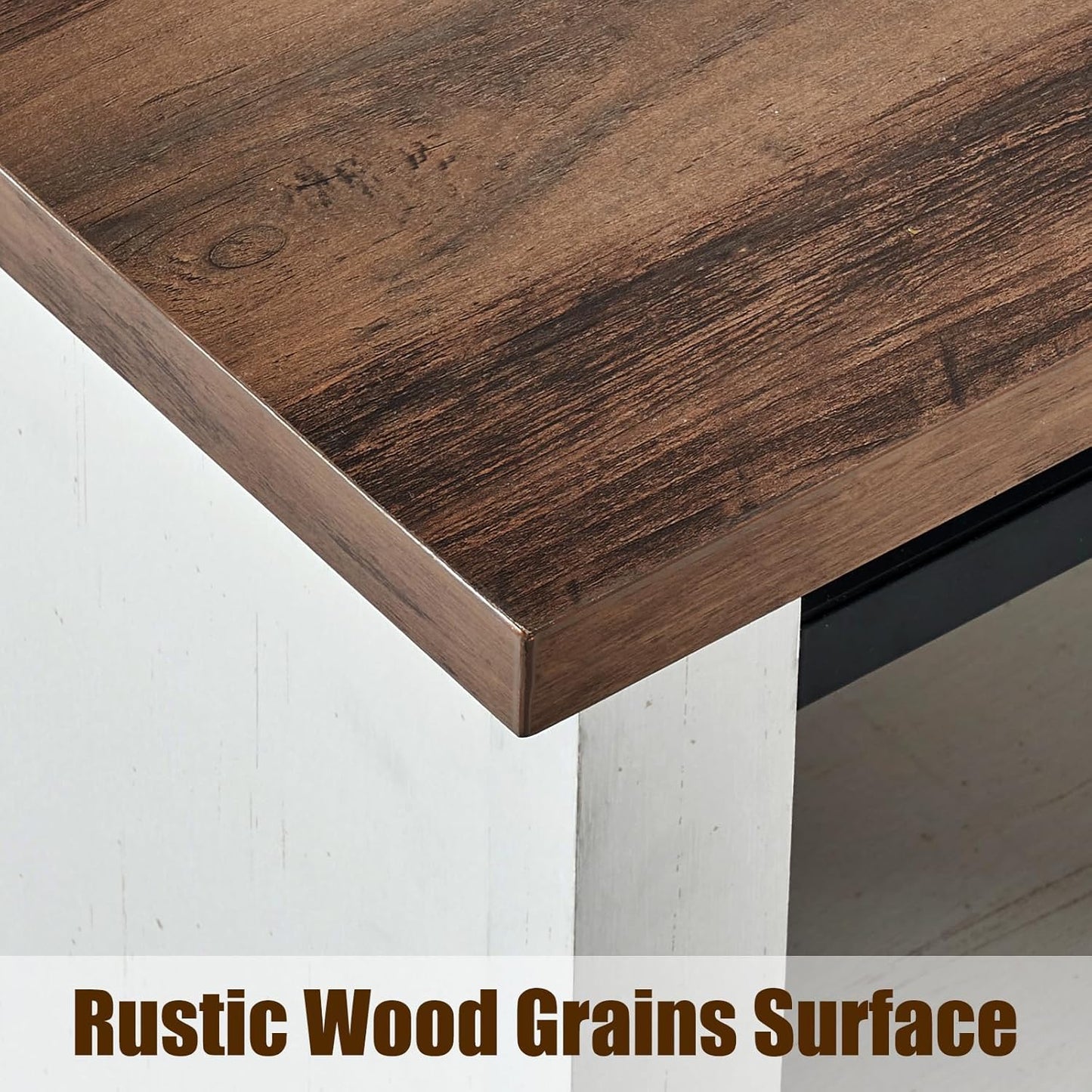 66" Farmhouse TV Stand for 75 Inches Tvs, Entertainment Center with Sliding Barn Door and Adjustable Shelf & Feet, Console Table with Storage, Distressed White & Rustic