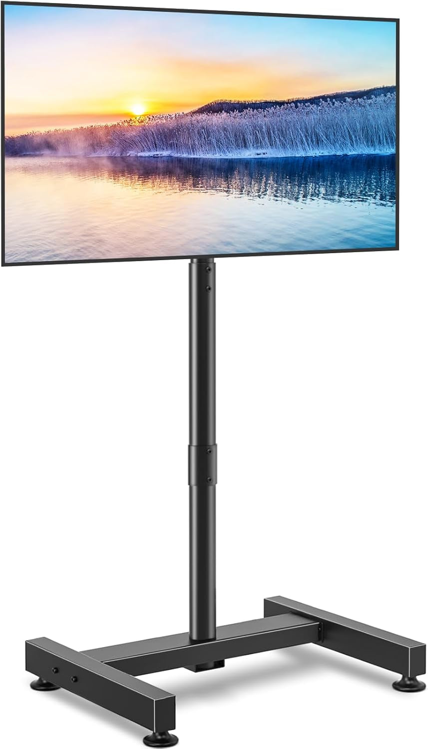 TV Floor Stand for 13-50 Inch LCD LED Flat/Curved Panel Screen Tvs up to 44 Lbs, Height Adjustable TV Stand Mount with VESA 200X200, Portable TV Stand for Bedroom, Dorm Room, Office