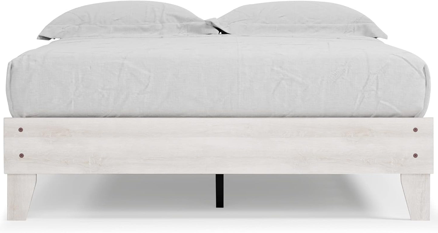 Shawburn Modern Farmhouse Platform Bed, Queen, Whitewash