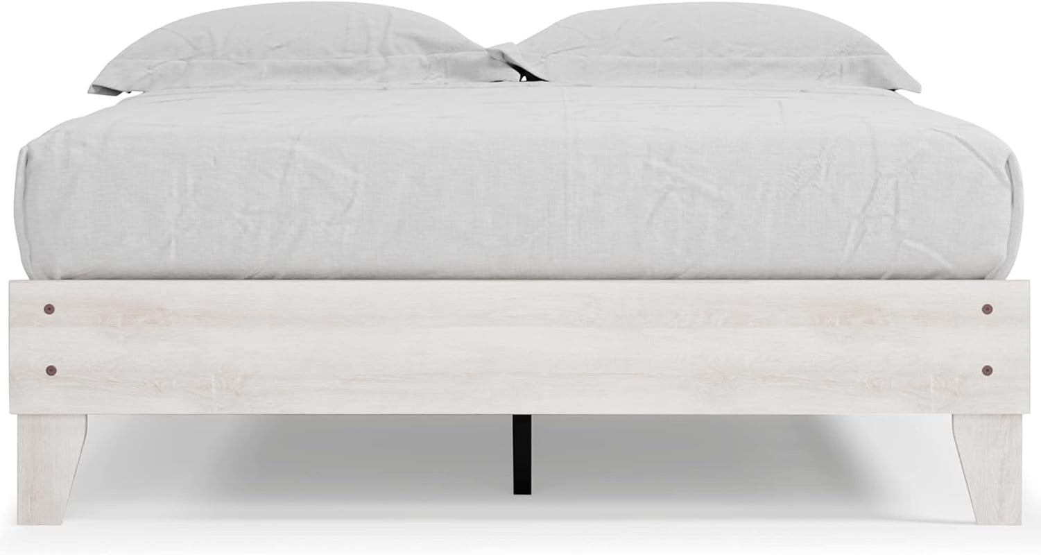 Shawburn Modern Farmhouse Platform Bed, Queen, Whitewash
