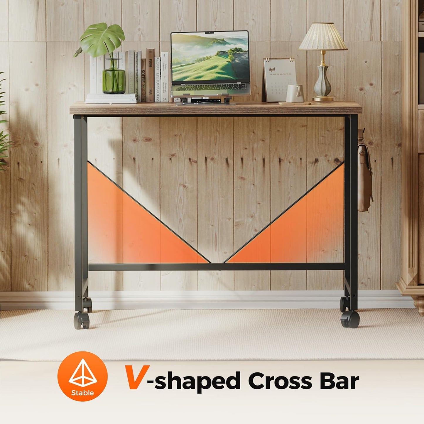 Rolling Computer Desk with Wheels, Gaming Desk for Small Spaces, Modern Simple Style Table for Home Office, Study Writing Table