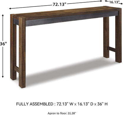 Signature Design by  Torjin Long Counter Height Table, Seats up to 3, Wood, 72.13" W X 16" D X 36" H, 2-Tone Brown
