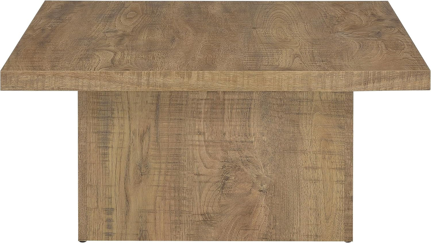 Coaster Home Furnishings Zetta Square Cocktail Living Room Coffee Table Engineered Eco-Friendly Wood Look Laminate Veneer Rustic Farmhouse Mango Brown 708068