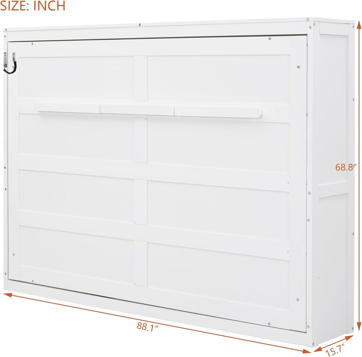 Modern Farmhouse Solid Wood Murphy Bed Chest/Space Saving/Wood Slat Support/Queen,White