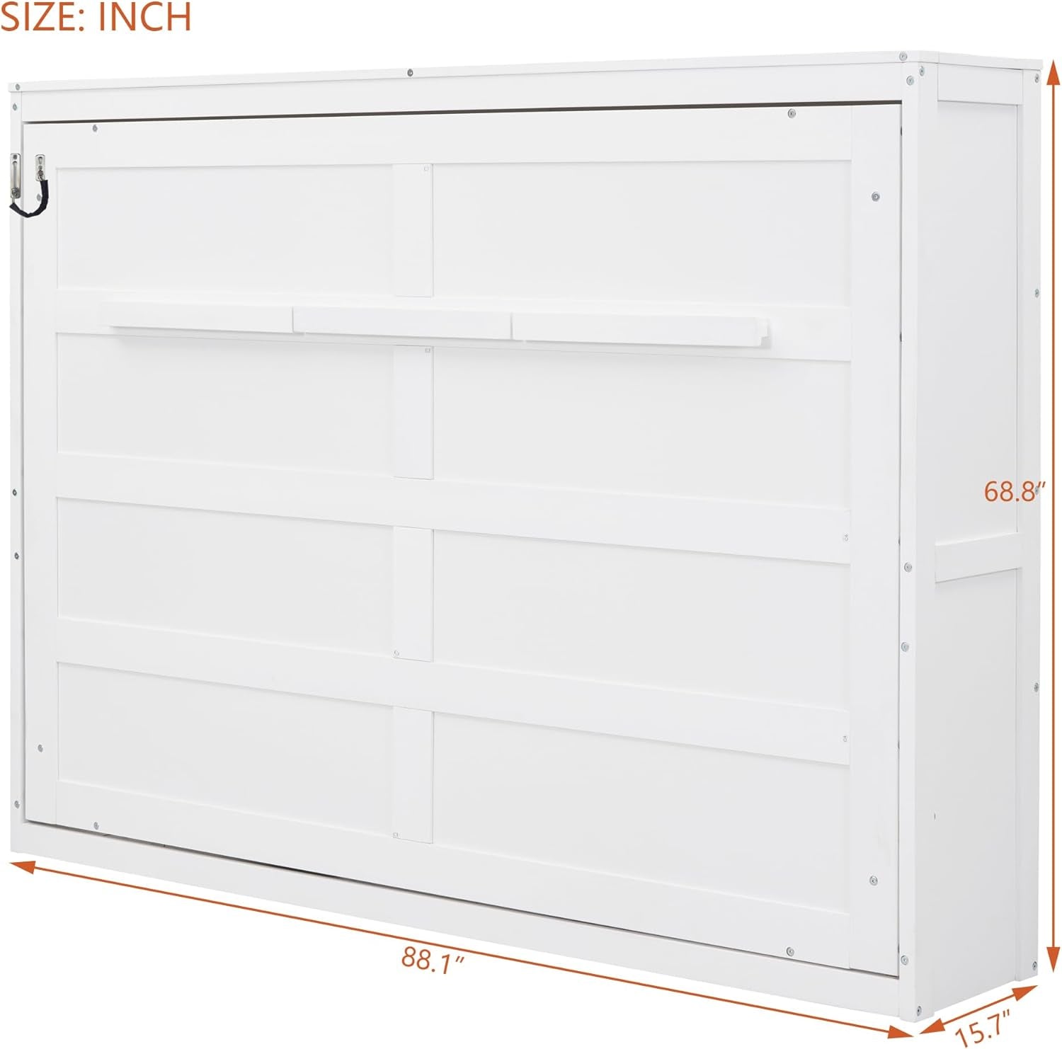 Modern Farmhouse Solid Wood Murphy Bed Chest/Space Saving/Wood Slat Support/Queen,White