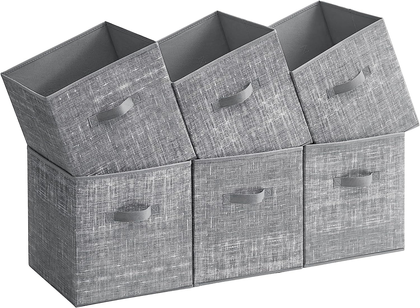 Storage Cubes, 13-Inch Non-Woven Fabric Bins with Double Handles, Set of 6, Closet Organizers for Shelves, Foldable, for Clothes, Cattail Gray UROB033G01