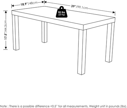 CLASSIC Coffee Table, Modern Rectangle Coffee Table with Triple Thick Tabletop, Side Table for Living Room, Home Office, Black