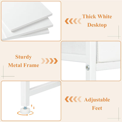 Small Vanity Desk with Mirror and Drawers, White Makeup Vanity Table with Storage, Compact Vanity for Bedroom, Modern Makeup Desk for Girls, Space-Saving Vanity Table