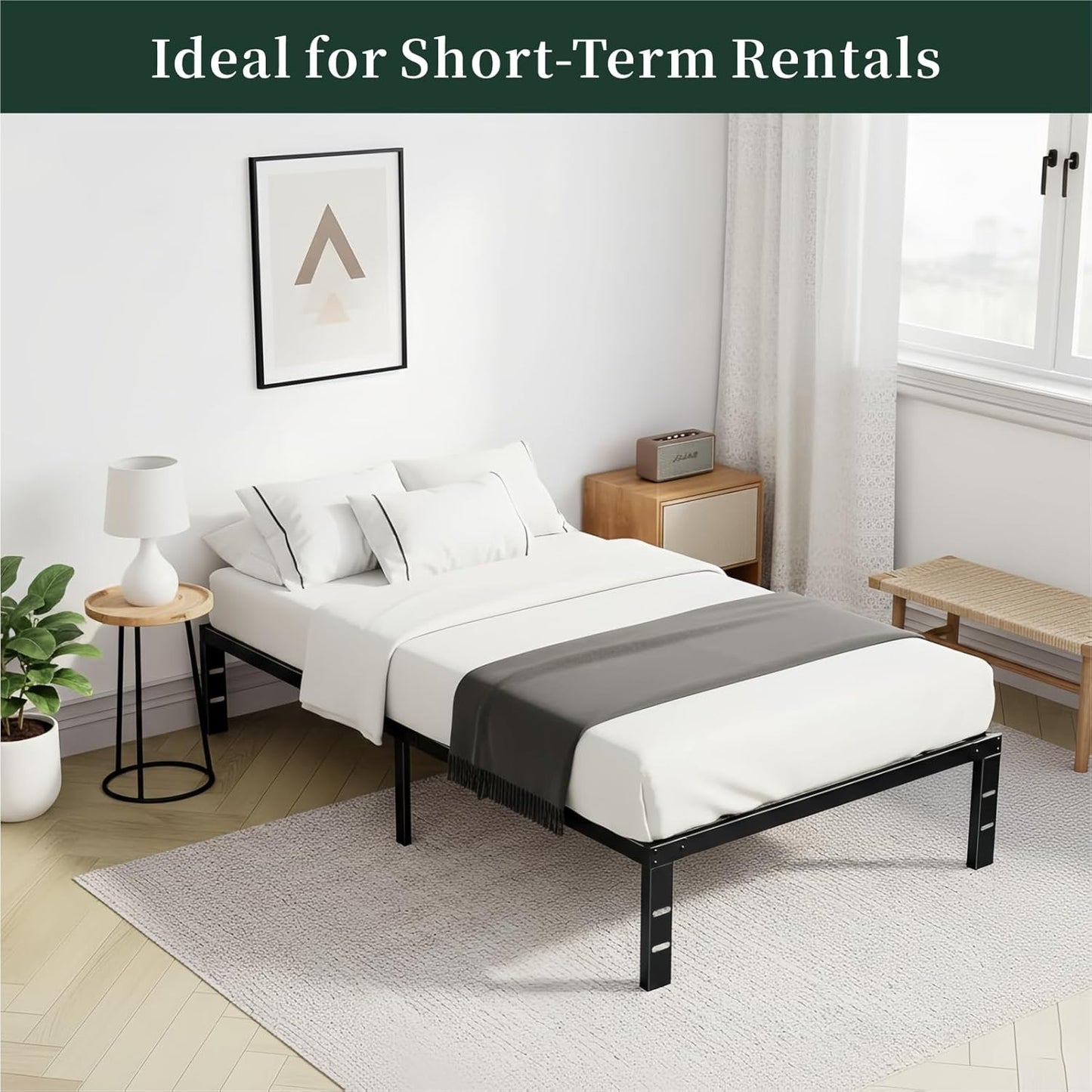 Twin Size Bed Frame, 14 Inch Metal Platform Bed Frames with Heavy Duty Steel Slat Support, No Box Spring Needed, Easy Assembly, under Bed Storage
