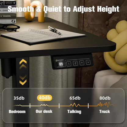 Electric Standing Desk, 55" X 23.6" Height Adjustable Sit Stand Desk with Splice Board for Home Office, Computer Table Memory Preset (Black Frame, Black Desktop)