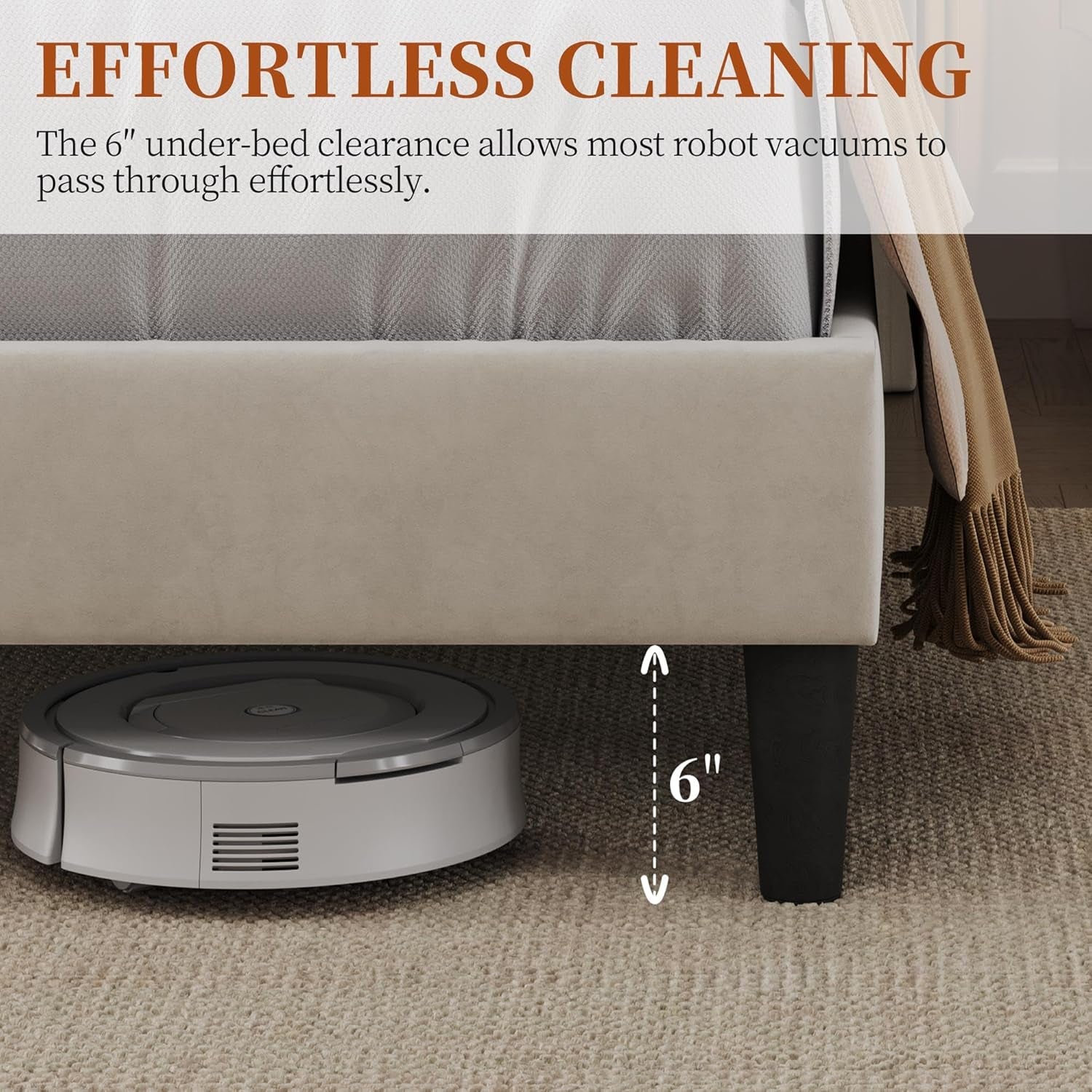 Queen Bed Frame with USB Charging Station and Storage Shelf/Upholstered Headboard Platform Bed with Wing Side/Wooden Slats Support/Noise Free/No Box Spring Needed/Easy Assembly, Beige