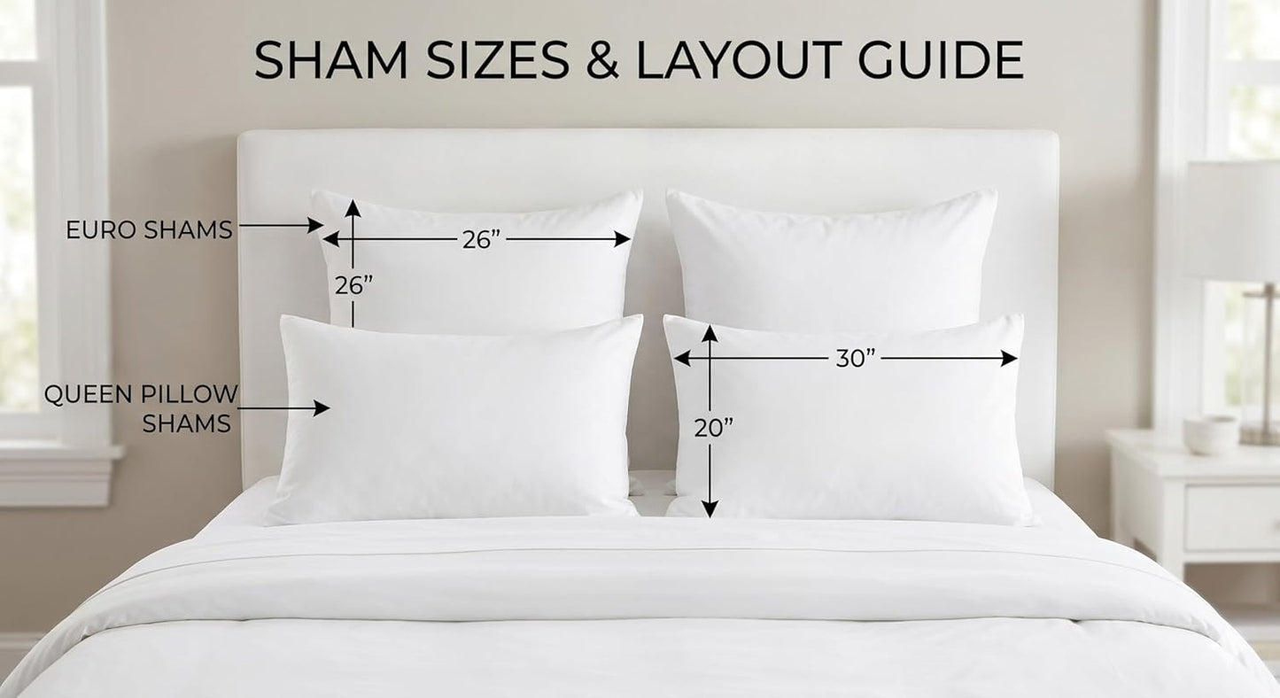 ® 100% Luxury Long-Staple Cotton Pillow Sham/Pillowcase, Set of 2, with Envelope Closure on the Back, White + Misty Blue, Queen Size