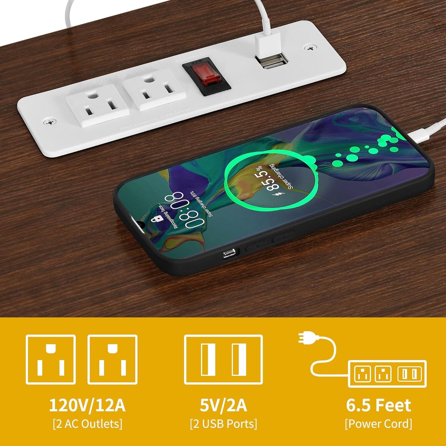 63 Inch Double Dog Crate Furniture for 2 Dogs, Heavy Duty Wooden Dog Crate TV Stand with Charging Station, Dog Kennel Indoor Furniture Double Sliding Barn Door Design Ideal for 2 Dogs, White