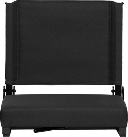 Grandstand Portable Stadium Seat for Bleachers or Benches, Folding Padded Stadium Chair with Carrying Handle, 500 Lb. Weight Capacity, Black