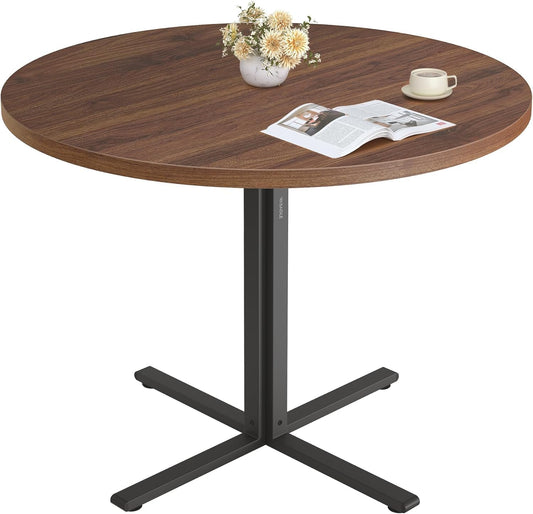 Dining Table, Small round Kitchen Table for 4 People, 31.5 X 29.4 Inches, for Dining Room, Living Room, Farmhouse, Water-Resistant, Somber Walnut UKDT082K01V1